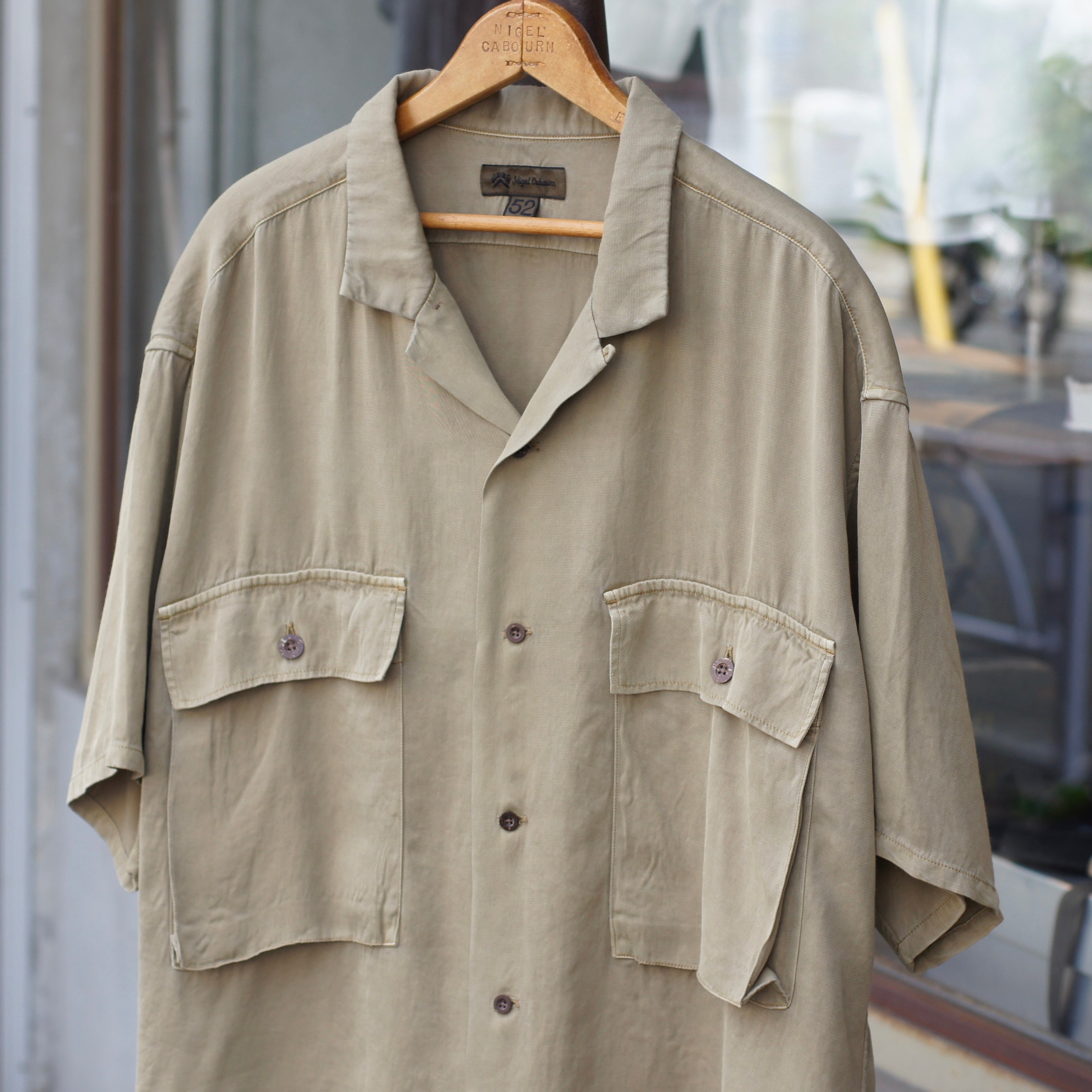 Military x Open Collar Shirt》ARMY SHIRT S/S - RAYON PIGMENT