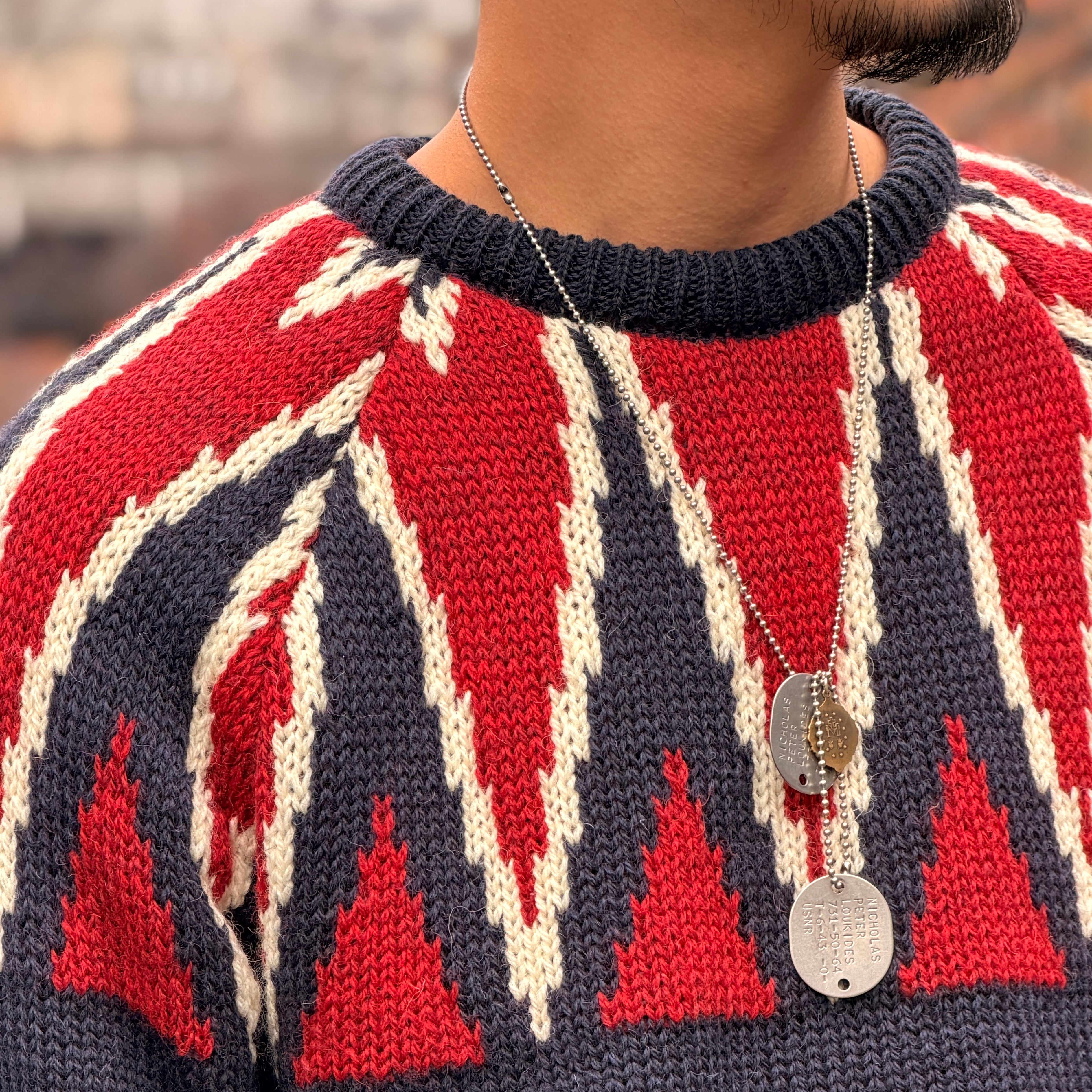 Nigel Cabourn stripe wool ロールネック ニット　uk Knitwear from the UK》KEY CREW KNIT – Nigel Cabourn