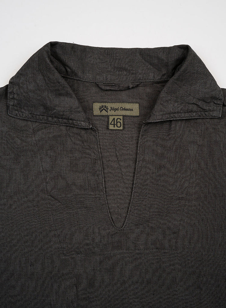 French Pullover Shirt Hemp in Charcoal Grey
