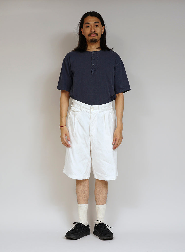 British Army Short Linen Pin Oxford in Off White