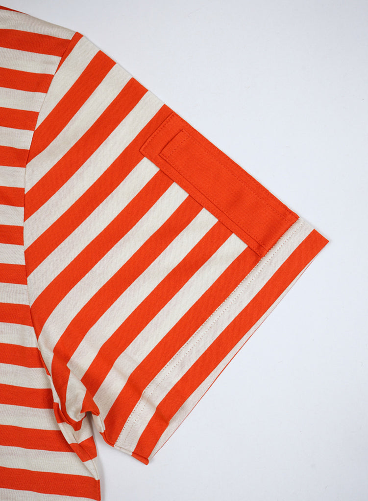 Nigel Cabourn x Sunspel Short Sleeve Pocket T-Shirt in Orange/Stone Stripe