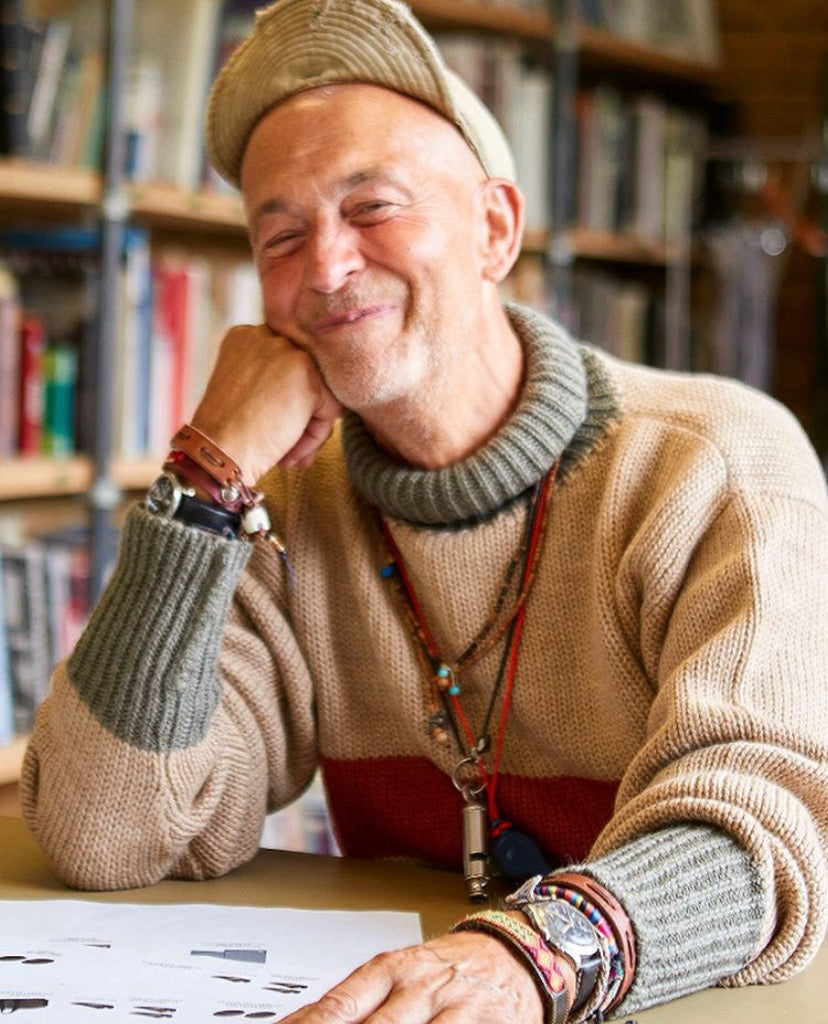Nigel Cabourn wearing a George Lowe Roll Neck