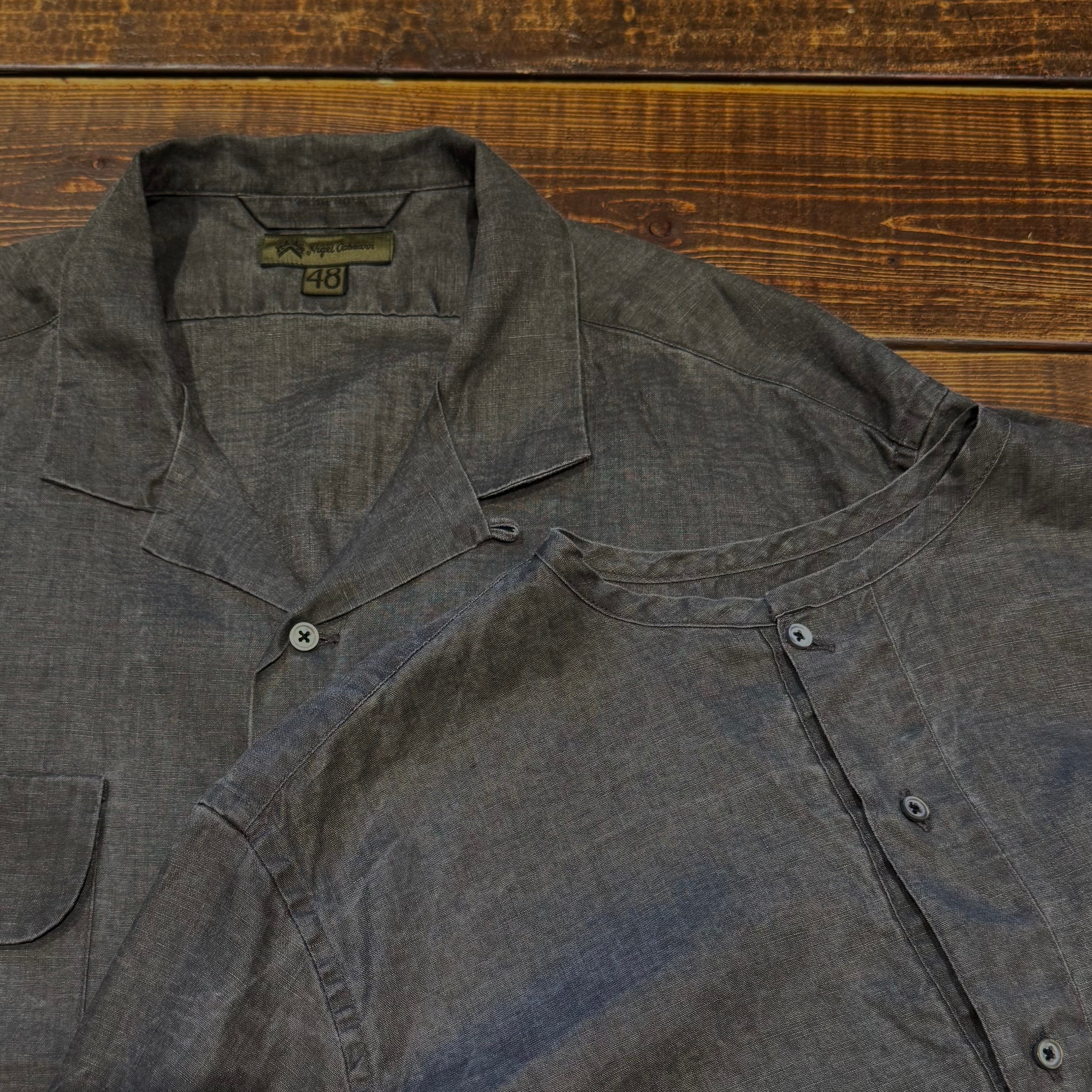 Focus on Grey》OPEN COLLAR SHIRT - HEMP & HENLEY NECK SHIRT - HEMP