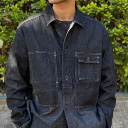 《A striking finish in black》UTILITY SHIRT TYPE2 - 10oz DENIM BLACK