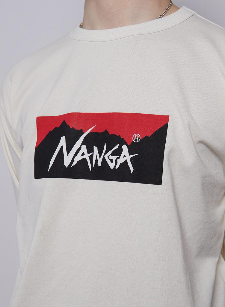 Nanga Eco Hybrid Box Logo Long Sleeve Tee in White