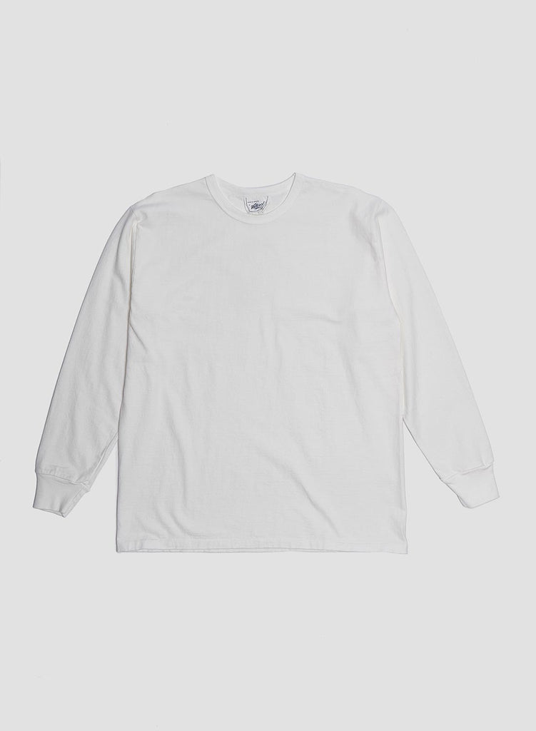 Allevol Heavy Duty Crew Neck Long Sleeve T Shirt in White