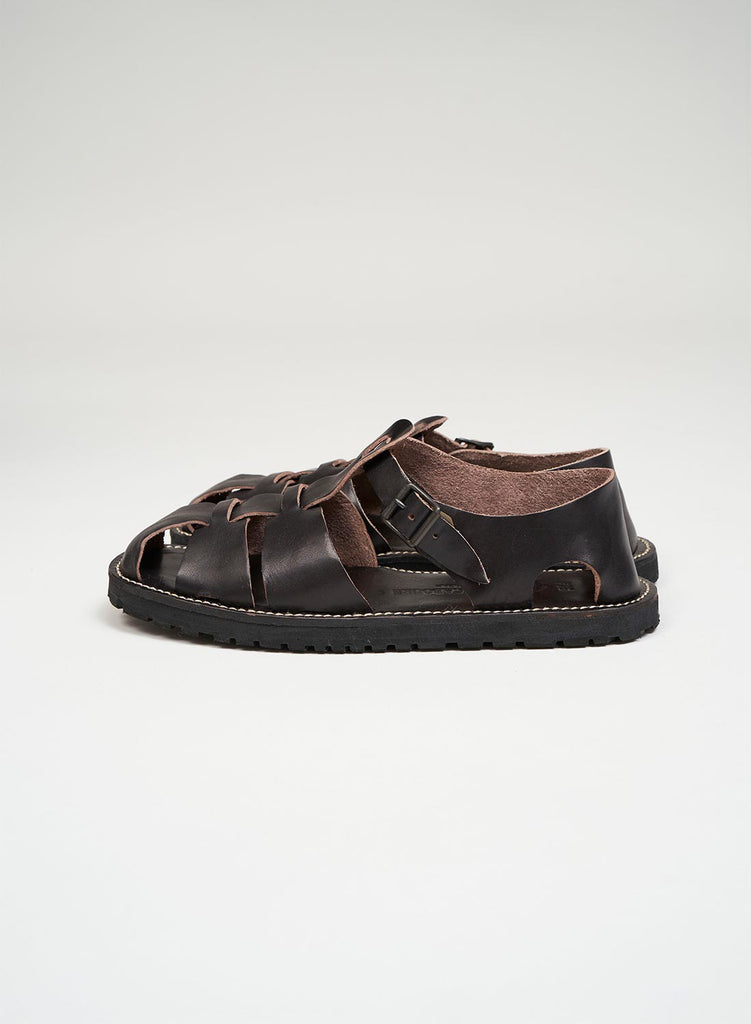 LEATHER GHURKA SANDAL IN BLACK
