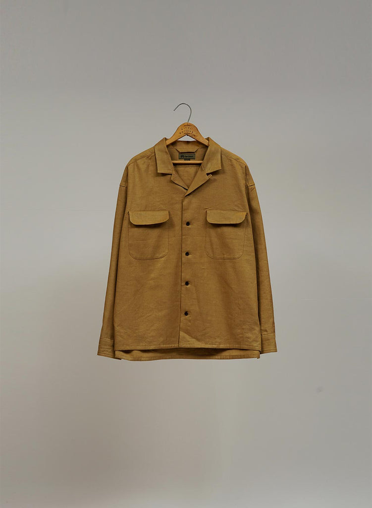 OPEN COLLAR SHIRT LINEN FLEECE KHAKI