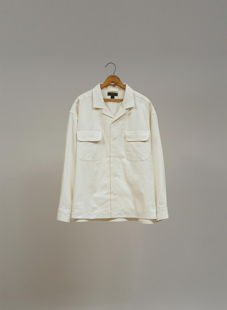 OPEN COLLAR SHIRT LINEN FLEECE IVORY