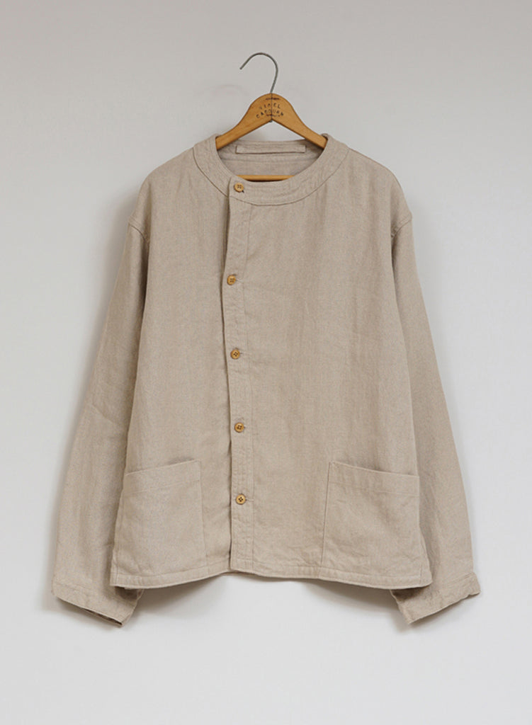 French Work Jacket Linen Pin Oxford in Ivory