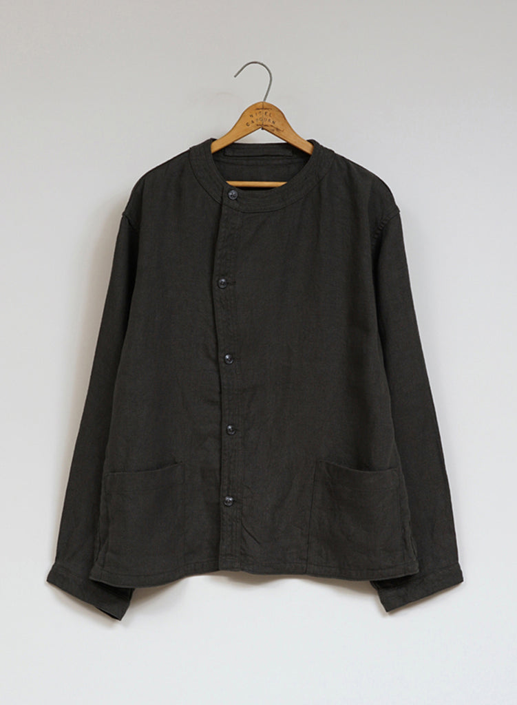 French Work Jacket Linen Pin Oxford in Charcoal