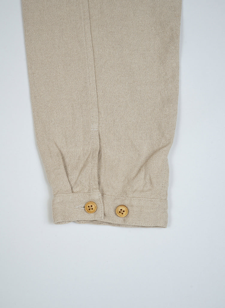 French Work Jacket Linen Pin Oxford in Ivory