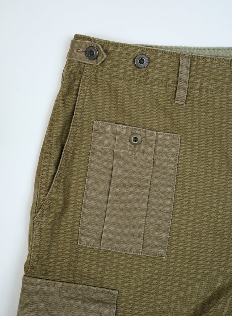 Army Cargo Pant Nano Pigment Herringbone Twill in Green