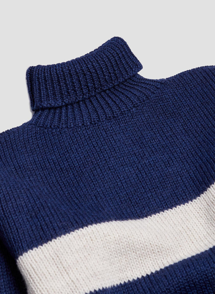 George Lowe Roll Neck in Navy/Natural