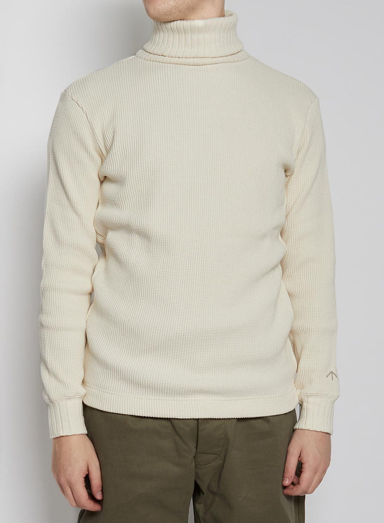Nigel Cabourn Mainline Men's Waffle Turtleneck in Ivory