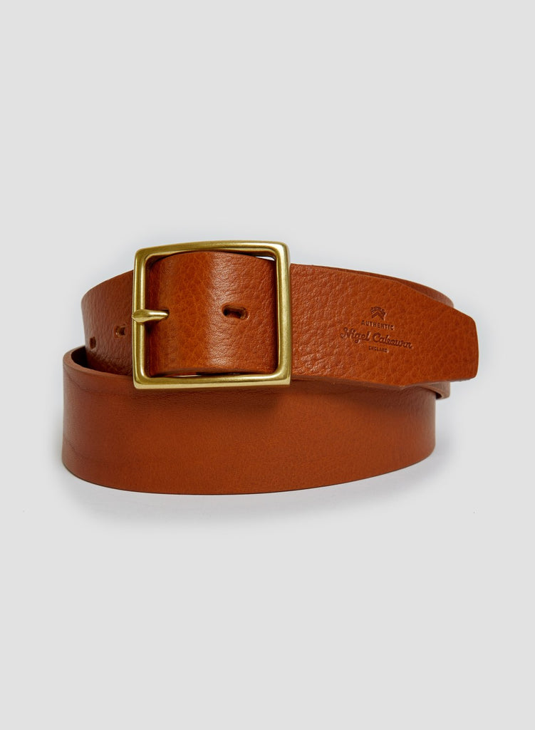Window Buckle Belt In Tan Leather