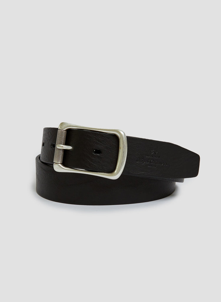 Military Roller Buckle Belt In Black Leather