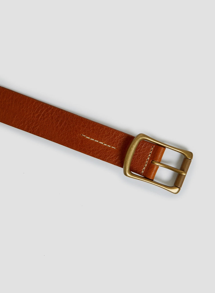 Military Roller Buckle Belt In Tan Leather