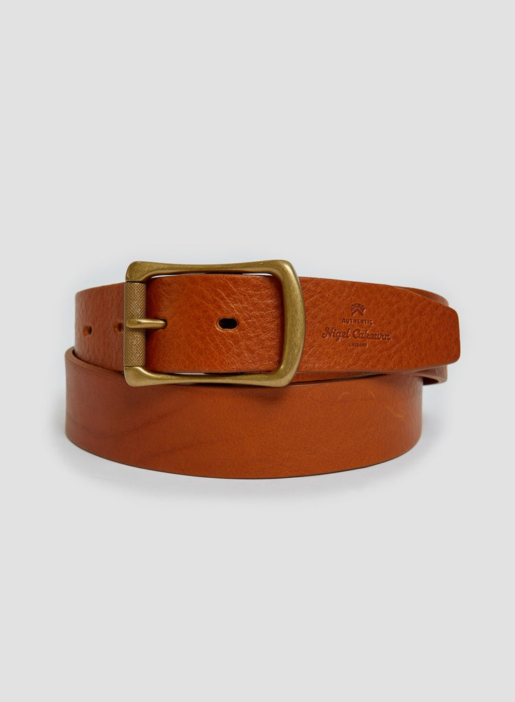 Military Roller Buckle Belt In Tan Leather