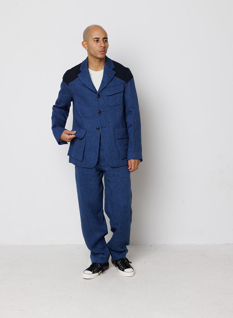 Farm Pant Herringbone Linen In Indigo