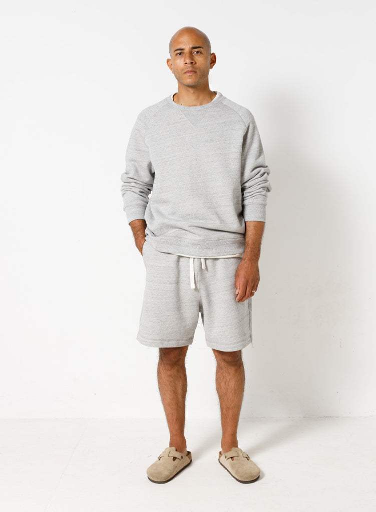 Embroidered Arrow Crew in Grey Marl