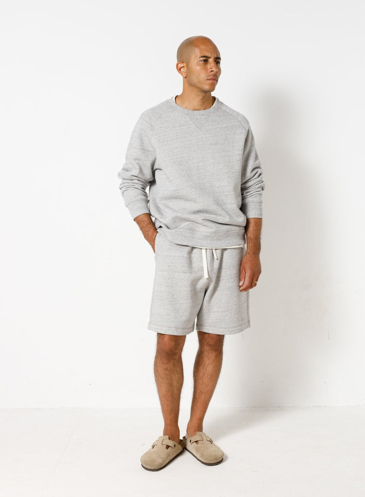 Embroidered Arrow Crew in Grey Marl
