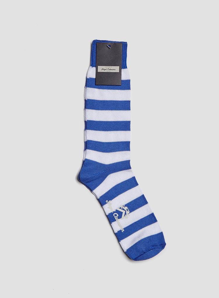 COTTON NYLON SOCKS STRIPE BLUE/WHITE