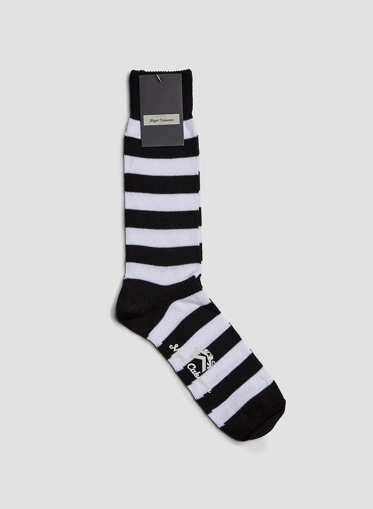 COTTON NYLON SOCKS STRIPE NAVY/WHITE