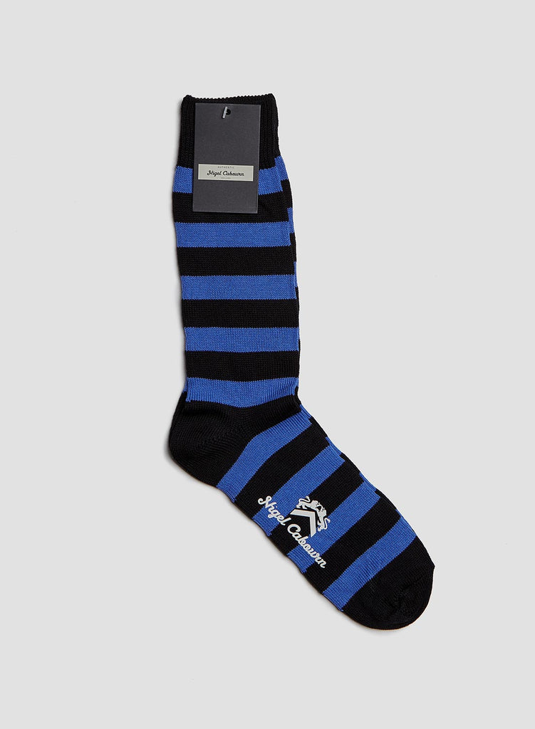 COTTON NYLON SOCKS STRIPE BLUE/BLACK