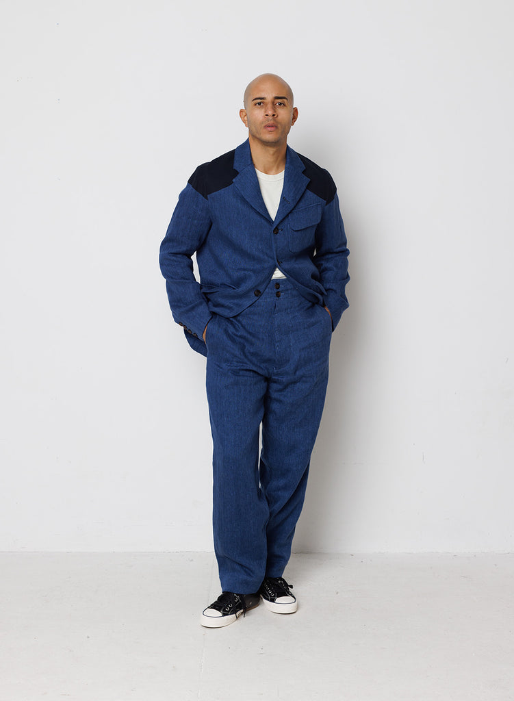 Farm Pant Herringbone Linen In Indigo